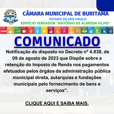 COMUNICADO DECRETO MUNCIPAL 4.838