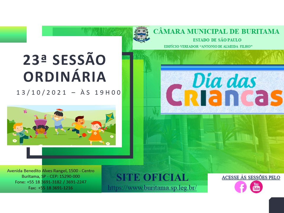 23ª SESSÃO ORDINÁRIA - 19HRS - 13/10/2021