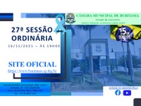 27ª Sessão Ordinária -  16/11/2021 – ÀS 19H00