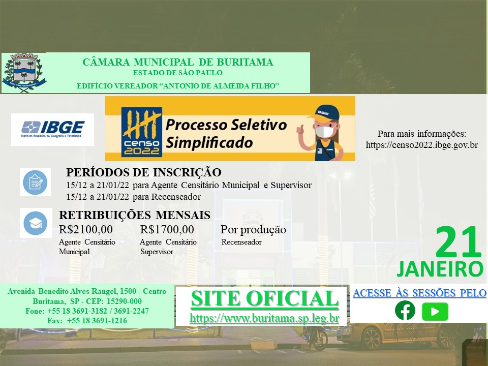 IBGE PRORROGA AS INSCRIÇÕES PARA O PROCESSO SELETIVO SIMPLIFICADO